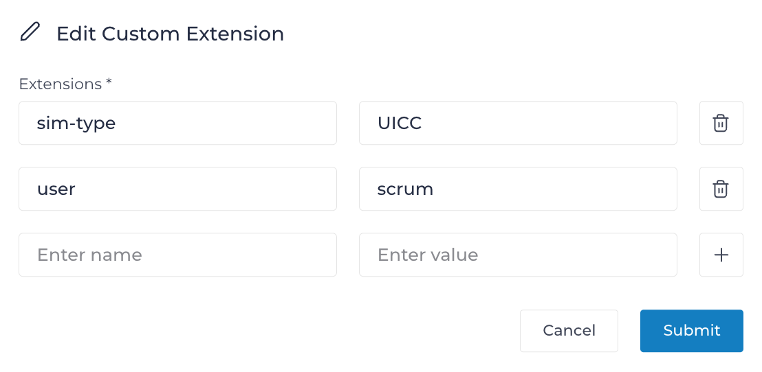 Extensions Label Example