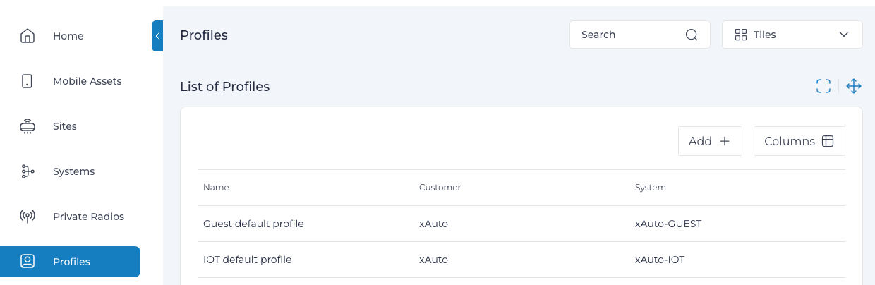 Profiles Dashboard
